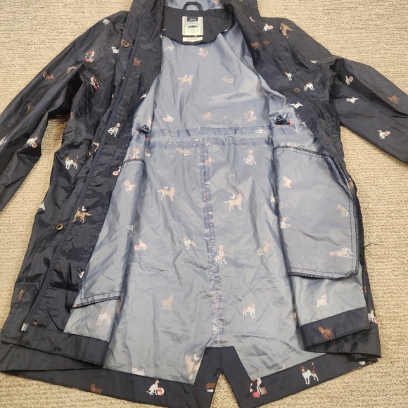 Joules Right As Rain Waterproof Jacket Women 12 AOP Dog Print Navy Coat Packable - Picture 8 of 12